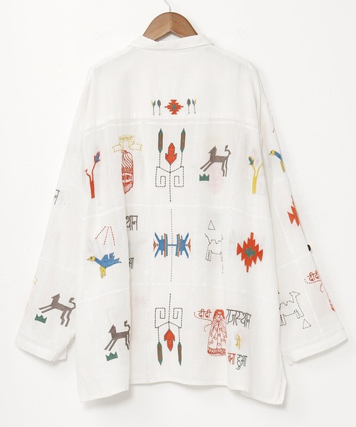 チャイハネ（チャイハネ）の「【チャイハネ】ラジャランMEN'S刺繍シャツ（シャツ/ブラウス・メンズ・ホワイト/ネイビー/イエロー・FREE）」の10枚目の写真