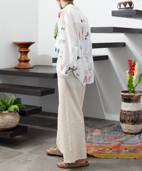 チャイハネ（チャイハネ）の「【チャイハネ】ラジャランMEN'S刺繍シャツ（シャツ/ブラウス・メンズ・ホワイト/ネイビー/イエロー・FREE）」の13枚目の写真