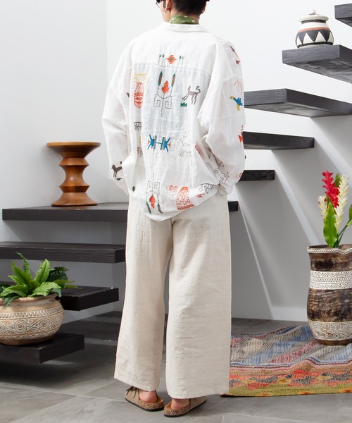 チャイハネ（チャイハネ）の「【チャイハネ】ラジャランMEN'S刺繍シャツ（シャツ/ブラウス・メンズ・ホワイト/ネイビー/イエロー・FREE）」の15枚目の写真