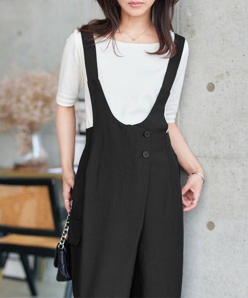 KOBE LETTUCE(コウベレタス)の「深Uラインテーパードサロペット(サロペット/オーバーオール・レディース・チャコール/ブラック・M)」の4枚目の写真