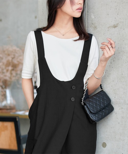 KOBE LETTUCE(コウベレタス)の「深Uラインテーパードサロペット(サロペット/オーバーオール・レディース・チャコール/ブラック・M)」の6枚目の写真