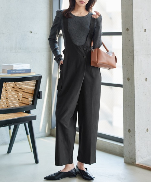 KOBE LETTUCE(コウベレタス)の「深Uラインテーパードサロペット(サロペット/オーバーオール・レディース・チャコール/ブラック・M)」の8枚目の写真