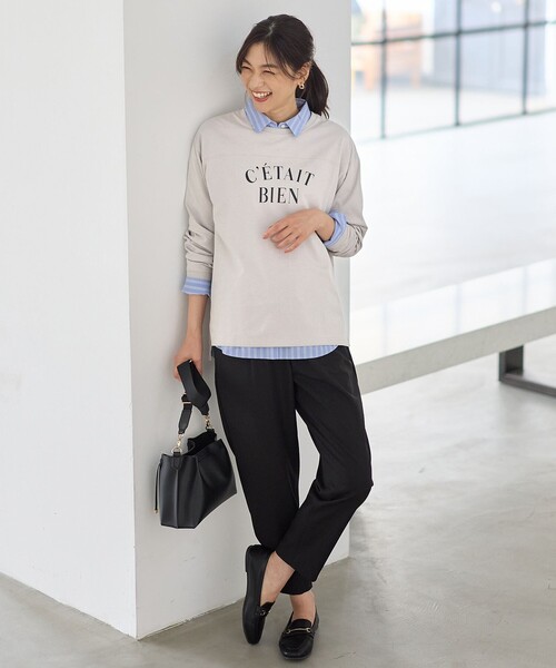 ANY（エニィ）の「フットボールロングスリーブＴシャツ（Tシャツ/カットソー・レディース・ライトグレー系/グレー系/ホワイト系/ワイン系・F）」の7枚目の写真