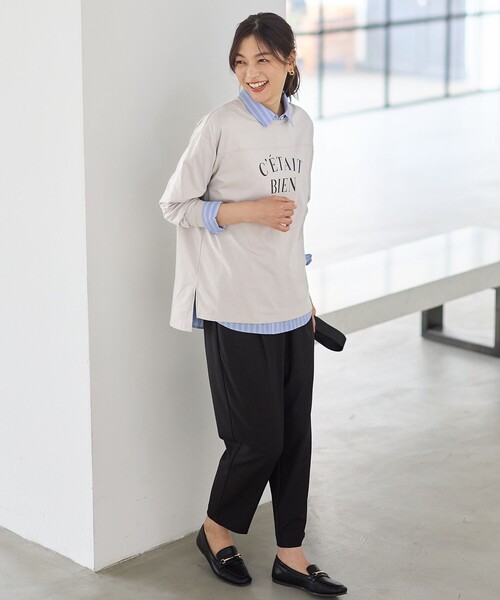 ANY（エニィ）の「フットボールロングスリーブＴシャツ（Tシャツ/カットソー・レディース・ライトグレー系/グレー系/ホワイト系/ワイン系・F）」の9枚目の写真