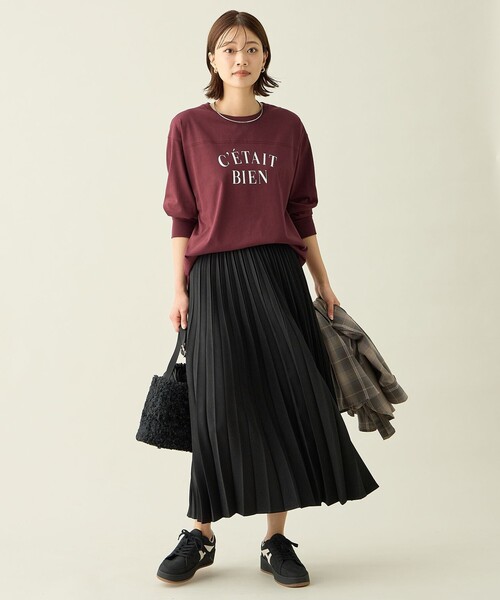 ANY（エニィ）の「フットボールロングスリーブＴシャツ（Tシャツ/カットソー・レディース・ライトグレー系/グレー系/ホワイト系/ワイン系・F）」の10枚目の写真