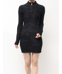 ZIPミニシャギーニットワンピース