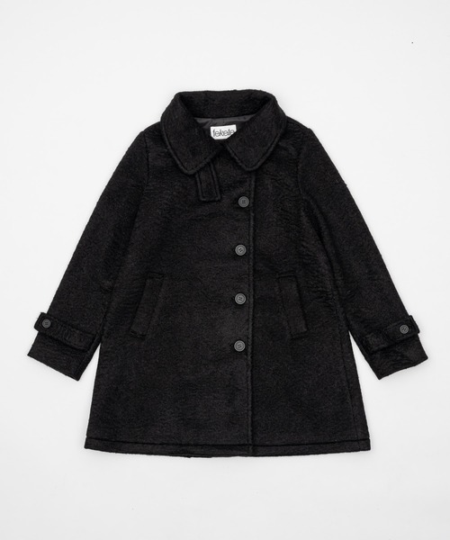 2WAYラウンドカラーPコート　ブラック 2way round collar middle coat / 2WAYラウンドカラーPコート