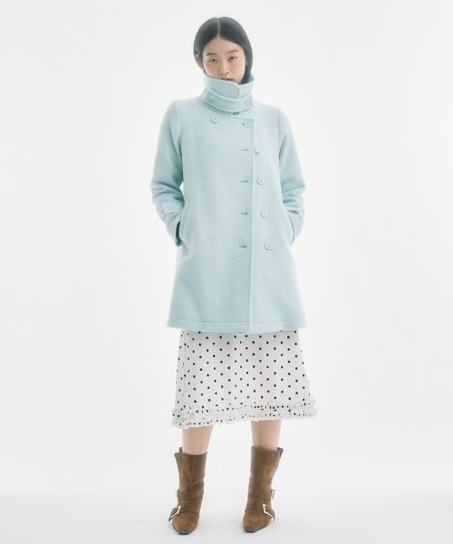 2WAYラウンドカラーPコート　ブラック FEKETE（フェケテ）の「2way round collar middle coat / 2WAYラウンド