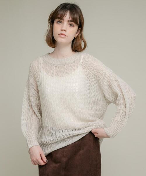 URBAN RESEARCH Sonny Label（アーバンリサーチサニーレーベル）の「『WEB/一部店舗限定』ヘアリーローゲージニット（ニット/セーター・レディース・ミント/ライトグレー/レッド系その他・FREE）」の4枚目の写真