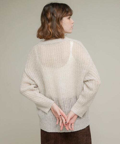 URBAN RESEARCH Sonny Label（アーバンリサーチサニーレーベル）の「『WEB/一部店舗限定』ヘアリーローゲージニット（ニット/セーター・レディース・ミント/ライトグレー/レッド系その他・FREE）」の6枚目の写真