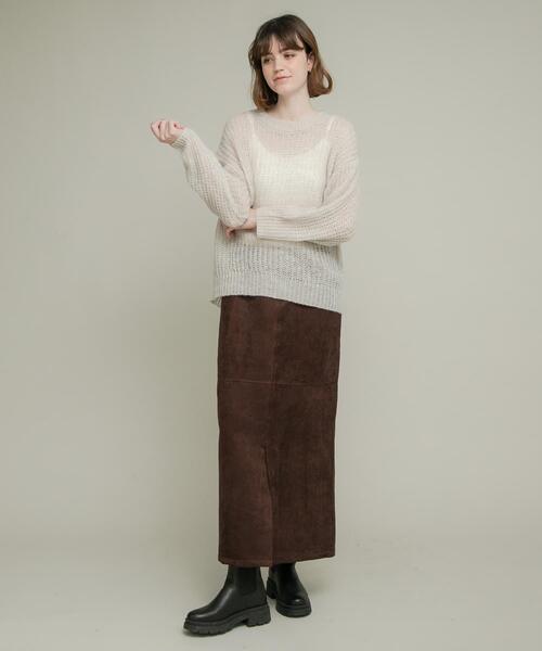 URBAN RESEARCH Sonny Label（アーバンリサーチサニーレーベル）の「『WEB/一部店舗限定』ヘアリーローゲージニット（ニット/セーター・レディース・ミント/ライトグレー/レッド系その他・FREE）」の7枚目の写真