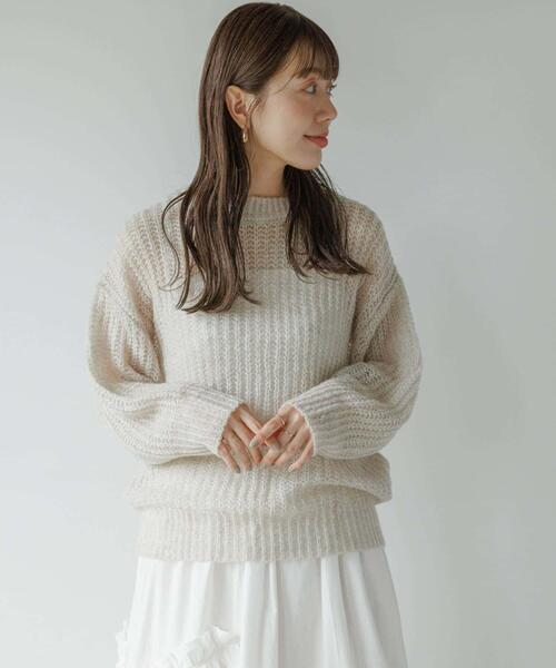 セール】『WEB/一部店舗限定』ヘアリーローゲージニット（ニット