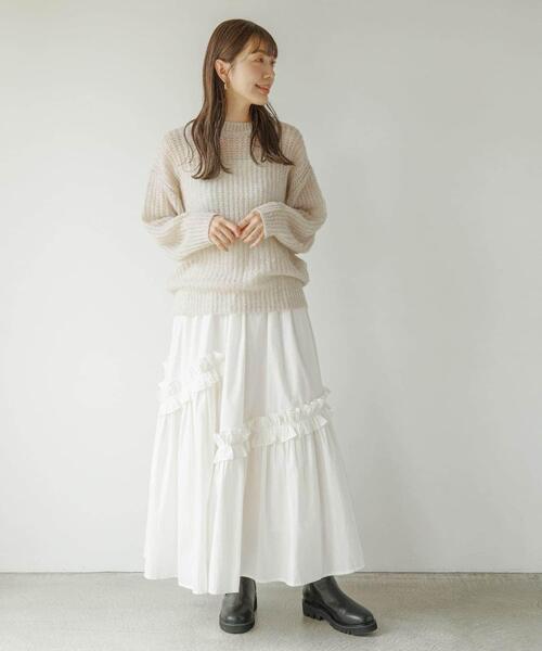 URBAN RESEARCH Sonny Label（アーバンリサーチサニーレーベル）の「『WEB/一部店舗限定』ヘアリーローゲージニット（ニット/セーター・レディース・ミント/ライトグレー/レッド系その他・FREE）」の10枚目の写真