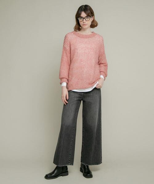 URBAN RESEARCH Sonny Label（アーバンリサーチサニーレーベル）の「『WEB/一部店舗限定』ヘアリーローゲージニット（ニット/セーター・レディース・ミント/ライトグレー/レッド系その他・FREE）」の16枚目の写真