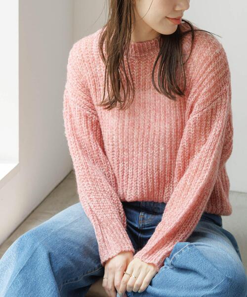 URBAN RESEARCH Sonny Label（アーバンリサーチサニーレーベル）の「『WEB/一部店舗限定』ヘアリーローゲージニット（ニット/セーター・レディース・ミント/ライトグレー/レッド系その他・FREE）」の17枚目の写真