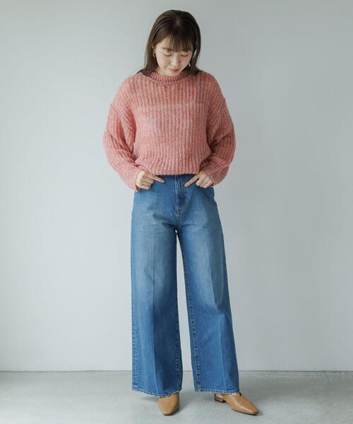 URBAN RESEARCH Sonny Label（アーバンリサーチサニーレーベル）の「『WEB/一部店舗限定』ヘアリーローゲージニット（ニット/セーター・レディース・ミント/ライトグレー/レッド系その他・FREE）」の19枚目の写真