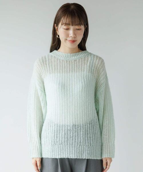 URBAN RESEARCH Sonny Label（アーバンリサーチサニーレーベル）の「『WEB/一部店舗限定』ヘアリーローゲージニット（ニット/セーター・レディース・ミント/ライトグレー/レッド系その他・FREE）」の21枚目の写真