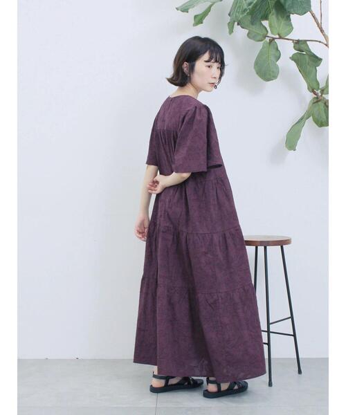 Samansa Mos2 blue(サマンサモスモスブルー)の「花ジャガードティアードワンピース(ワンピース・レディース・ブラウン/ボルドー/ブラック・F)」の4枚目の写真