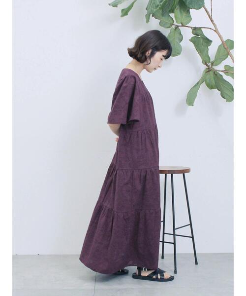 Samansa Mos2 blue(サマンサモスモスブルー)の「花ジャガードティアードワンピース(ワンピース・レディース・ブラウン/ボルドー/ブラック・F)」の5枚目の写真