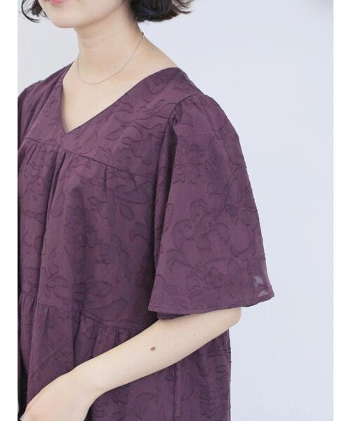 Samansa Mos2 blue(サマンサモスモスブルー)の「花ジャガードティアードワンピース(ワンピース・レディース・ブラウン/ボルドー/ブラック・F)」の7枚目の写真