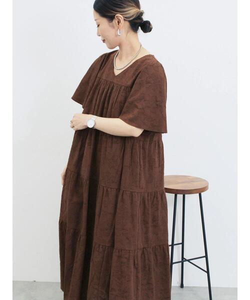 Samansa Mos2 blue(サマンサモスモスブルー)の「花ジャガードティアードワンピース(ワンピース・レディース・ブラウン/ボルドー/ブラック・F)」の21枚目の写真