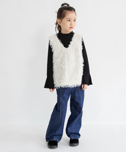 BRANSHES（ブランシェス）の「【綿100％】デニムワイドパンツ（デニムパンツ・キッズ・サックスブルー/ネイビー・140/150/120/90/100/130/110）」の15枚目の写真