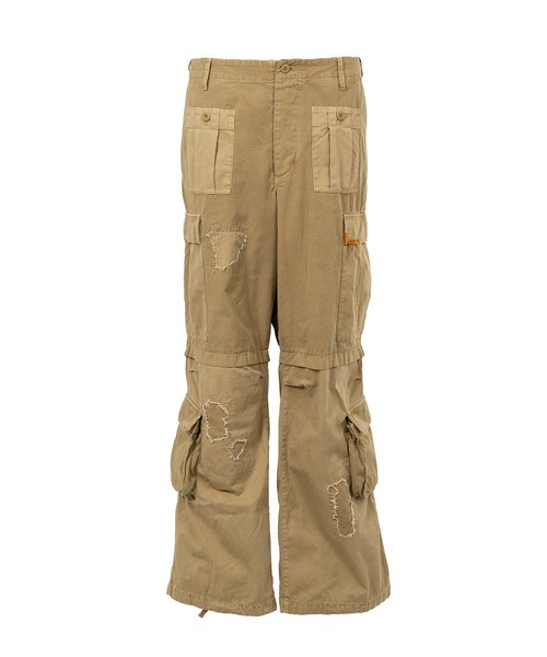 KAMIYA(カミヤ)の「Repaired Ripstop Fatigue Pants(カーゴパンツ・メンズ・カーキ/ベージュ/ブラック・M/L)」の1枚目の写真