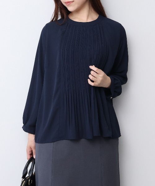 fleur by mint breeze(フルールバイミントブリーズ)の「【L~6L 大きいサイズ】ジョーゼットフロントプリーツプリーツブラウス(シャツ/ブラウス・レディース・ピンク/ネイビー/ブラック系その他/ブラック/ライトグレー・5L/4L/3L/LL)」の8枚目の写真
