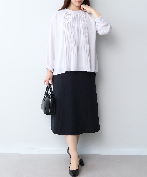 fleur by mint breeze(フルールバイミントブリーズ)の「【L~6L 大きいサイズ】ジョーゼットフロントプリーツプリーツブラウス(シャツ/ブラウス・レディース・ピンク/ネイビー/ブラック系その他/ブラック/ライトグレー・5L/4L/3L/LL)」の22枚目の写真