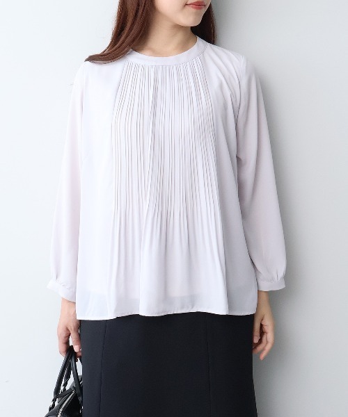 fleur by mint breeze(フルールバイミントブリーズ)の「【L~6L 大きいサイズ】ジョーゼットフロントプリーツプリーツブラウス(シャツ/ブラウス・レディース・ピンク/ネイビー/ブラック系その他/ブラック/ライトグレー・5L/4L/3L/LL)」の14枚目の写真