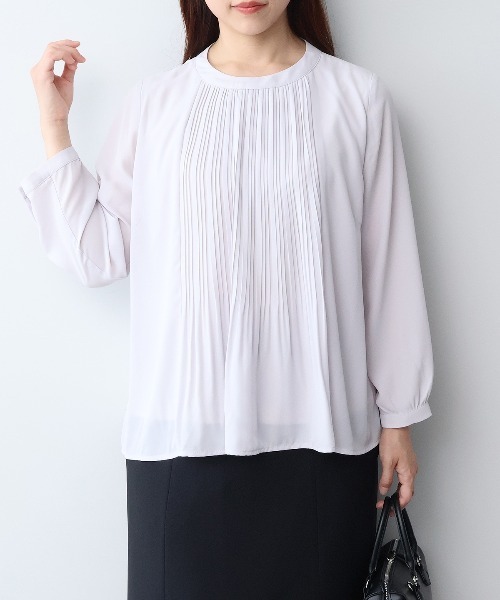 fleur by mint breeze(フルールバイミントブリーズ)の「【L~6L 大きいサイズ】ジョーゼットフロントプリーツプリーツブラウス(シャツ/ブラウス・レディース・ピンク/ネイビー/ブラック系その他/ブラック/ライトグレー・5L/4L/3L/LL)」の6枚目の写真