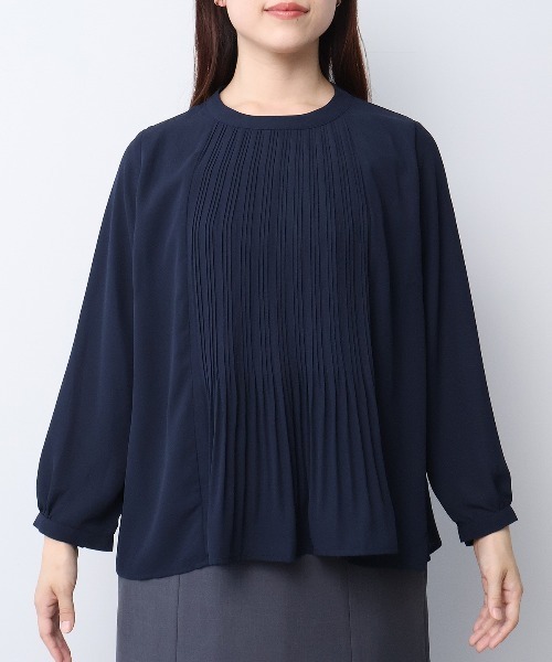 fleur by mint breeze(フルールバイミントブリーズ)の「【L~6L 大きいサイズ】ジョーゼットフロントプリーツプリーツブラウス(シャツ/ブラウス・レディース・ピンク/ネイビー/ブラック系その他/ブラック/ライトグレー・5L/4L/3L/LL)」の10枚目の写真
