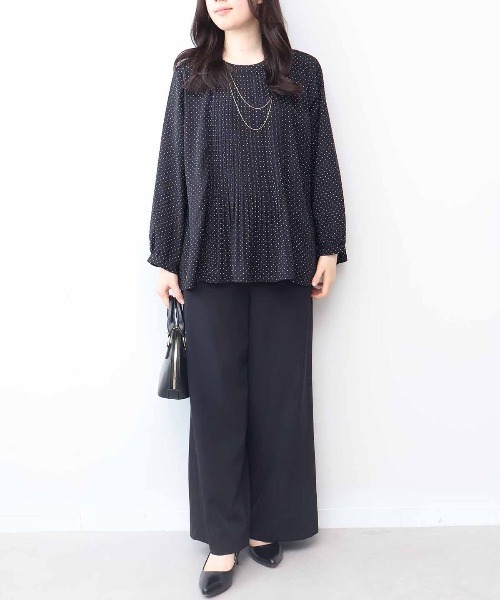 fleur by mint breeze(フルールバイミントブリーズ)の「【L~6L 大きいサイズ】ジョーゼットフロントプリーツプリーツブラウス(シャツ/ブラウス・レディース・ピンク/ネイビー/ブラック系その他/ブラック/ライトグレー・5L/4L/3L/LL)」の19枚目の写真