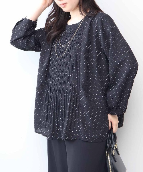 fleur by mint breeze(フルールバイミントブリーズ)の「【L~6L 大きいサイズ】ジョーゼットフロントプリーツプリーツブラウス(シャツ/ブラウス・レディース・ピンク/ネイビー/ブラック系その他/ブラック/ライトグレー・5L/4L/3L/LL)」の21枚目の写真