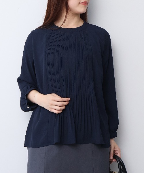 fleur by mint breeze(フルールバイミントブリーズ)の「【L~6L 大きいサイズ】ジョーゼットフロントプリーツプリーツブラウス(シャツ/ブラウス・レディース・ピンク/ネイビー/ブラック系その他/ブラック/ライトグレー・5L/4L/3L/LL)」の15枚目の写真