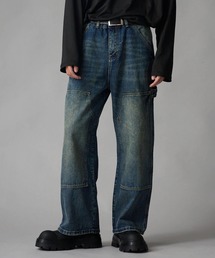 Theater code | Vintage-Washed Double-Knee Denim Pants / ヴィンテージ加工 ダブルニーデニムパンツ(デニムパンツ)