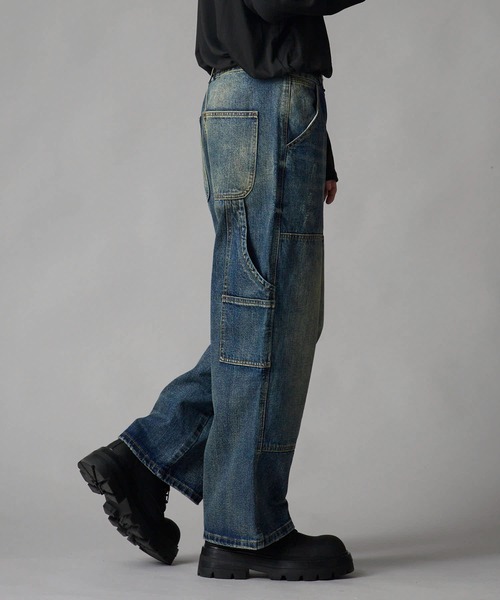 Theater code（シアターコード）の「Vintage-Washed Double-Knee Denim Pants / ヴィンテージ加工 ダブルニーデニムパンツ（デニムパンツ・メンズ・ブルー・XL/L/M）」の2枚目の写真