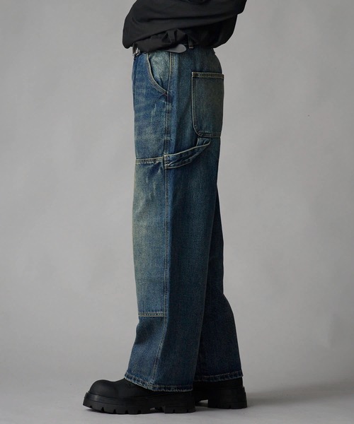 Theater code（シアターコード）の「Vintage-Washed Double-Knee Denim Pants / ヴィンテージ加工 ダブルニーデニムパンツ（デニムパンツ・メンズ・ブルー・XL/L/M）」の3枚目の写真