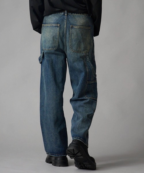 Theater code（シアターコード）の「Vintage-Washed Double-Knee Denim Pants / ヴィンテージ加工 ダブルニーデニムパンツ（デニムパンツ・メンズ・ブルー・XL/L/M）」の4枚目の写真