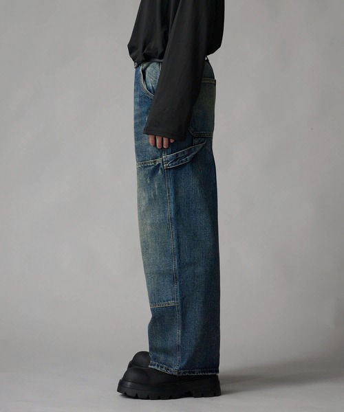 Theater code（シアターコード）の「Vintage-Washed Double-Knee Denim Pants / ヴィンテージ加工 ダブルニーデニムパンツ（デニムパンツ・メンズ・ブルー・XL/L/M）」の8枚目の写真