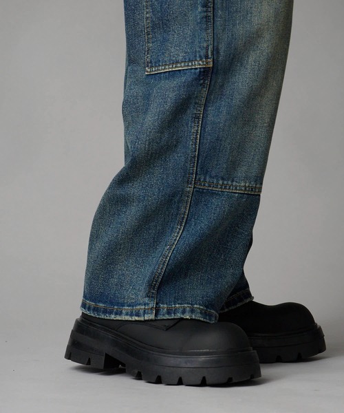 Theater code（シアターコード）の「Vintage-Washed Double-Knee Denim Pants / ヴィンテージ加工 ダブルニーデニムパンツ（デニムパンツ・メンズ・ブルー・XL/L/M）」の15枚目の写真