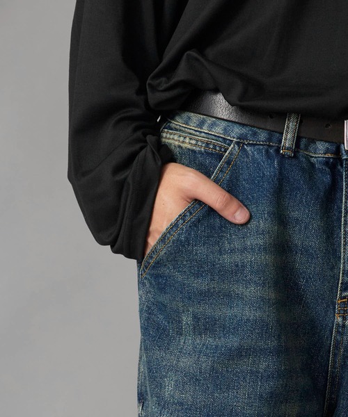 Theater code（シアターコード）の「Vintage-Washed Double-Knee Denim Pants / ヴィンテージ加工 ダブルニーデニムパンツ（デニムパンツ・メンズ・ブルー・XL/L/M）」の11枚目の写真