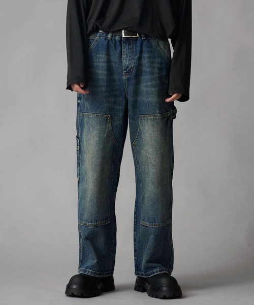 Theater code（シアターコード）の「Vintage-Washed Double-Knee Denim Pants / ヴィンテージ加工 ダブルニーデニムパンツ（デニムパンツ・メンズ・ブルー・XL/L/M）」の17枚目の写真