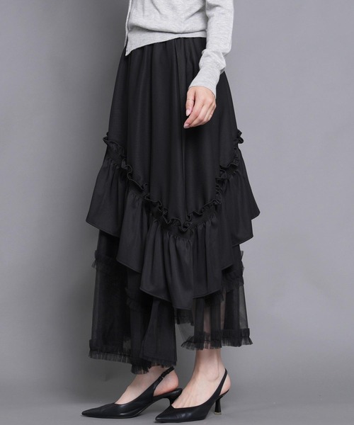 チュールフリル切替アシメスカート（スカート）｜Nohea（ノヘア）の
