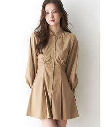 CALNAMUR（カルナムール）の「ギャザリングシャツミニワンピース（シャツワンピース）」