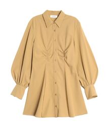 ギャザリングシャツミニワンピース