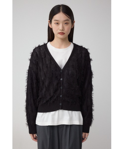AZUL by moussy(アズールバイマウジー)の「ランダムフリンジニットカーディガン(カーディガン/ボレロ・レディース・ブラック/ブラウン/グレイッシュベージュ・FREE)」の8枚目の写真