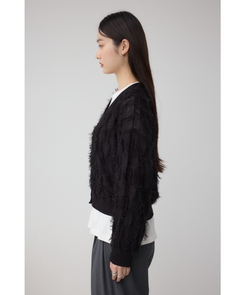 AZUL by moussy(アズールバイマウジー)の「ランダムフリンジニットカーディガン(カーディガン/ボレロ・レディース・ブラック/ブラウン/グレイッシュベージュ・FREE)」の9枚目の写真