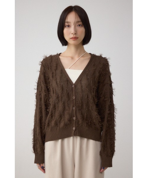 AZUL by moussy(アズールバイマウジー)の「ランダムフリンジニットカーディガン(カーディガン/ボレロ・レディース・ブラック/ブラウン/グレイッシュベージュ・FREE)」の19枚目の写真