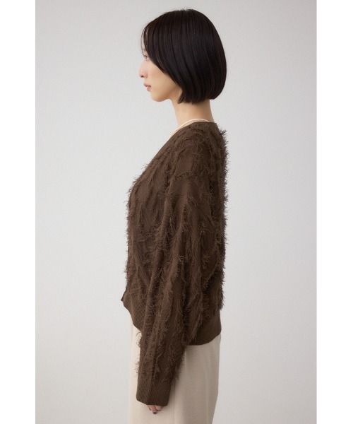 AZUL by moussy(アズールバイマウジー)の「ランダムフリンジニットカーディガン(カーディガン/ボレロ・レディース・ブラック/ブラウン/グレイッシュベージュ・FREE)」の20枚目の写真